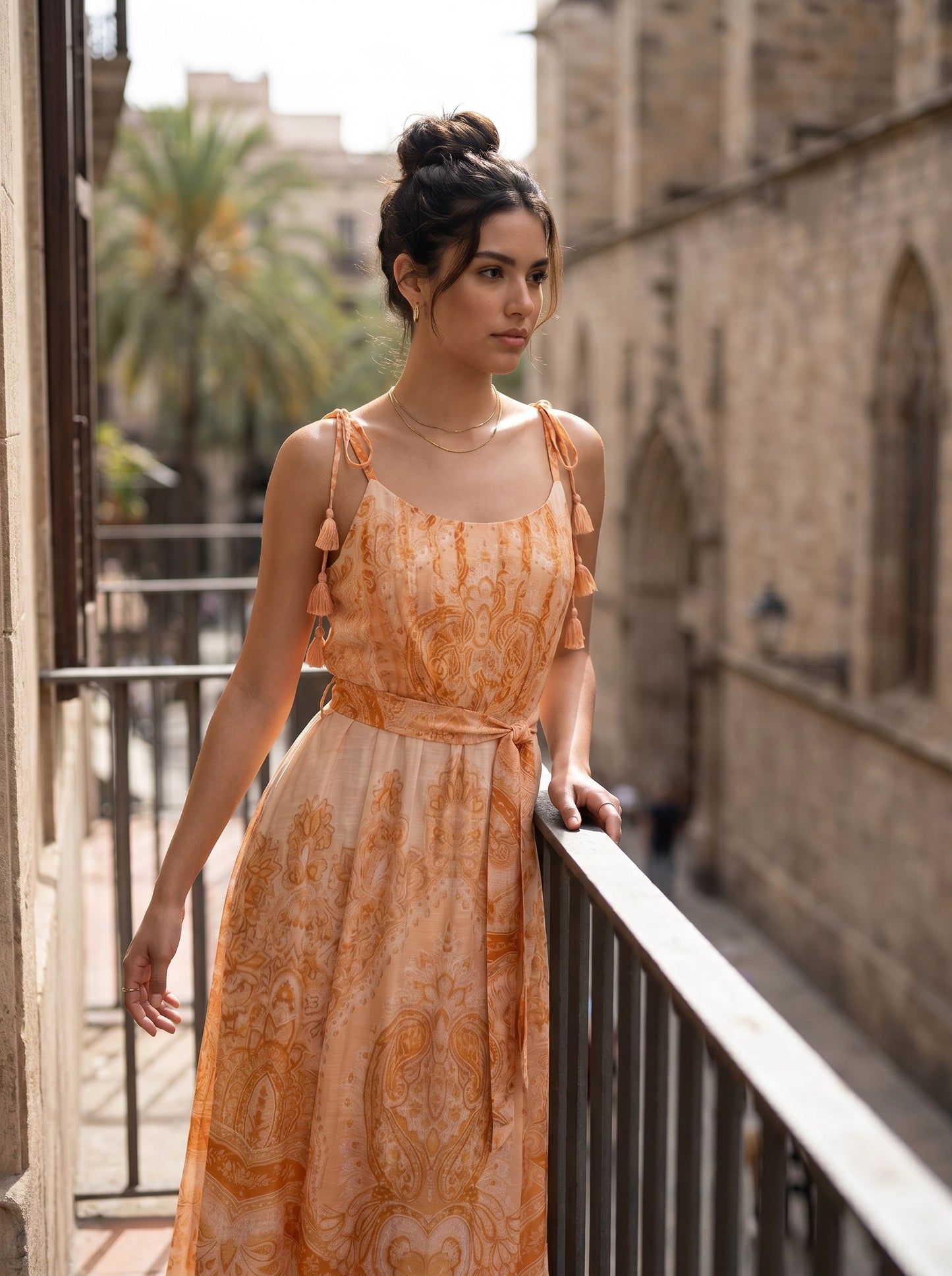 Orange Floral Dress - Celeste