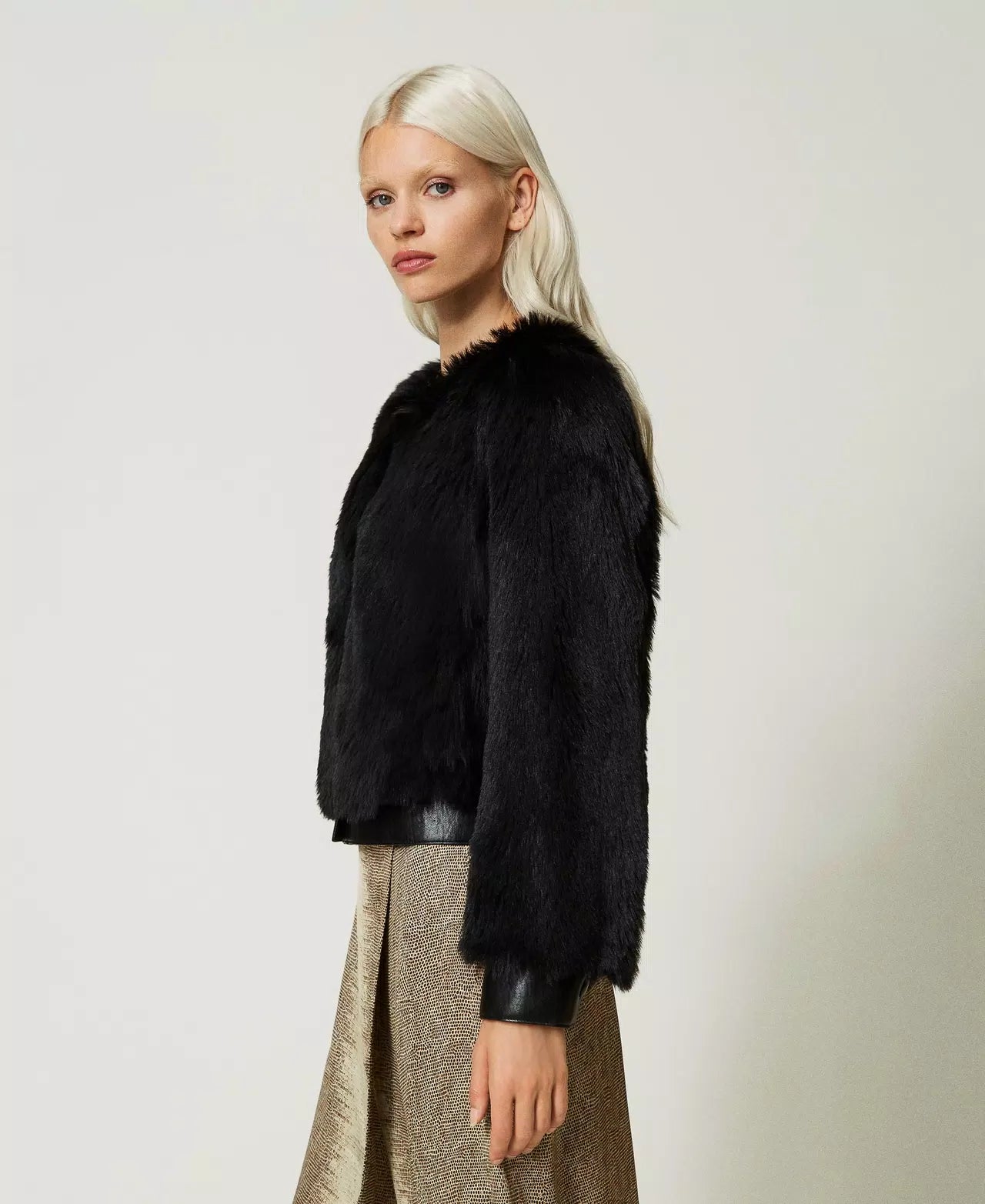Twinset Cropped Faux Fur Jacket