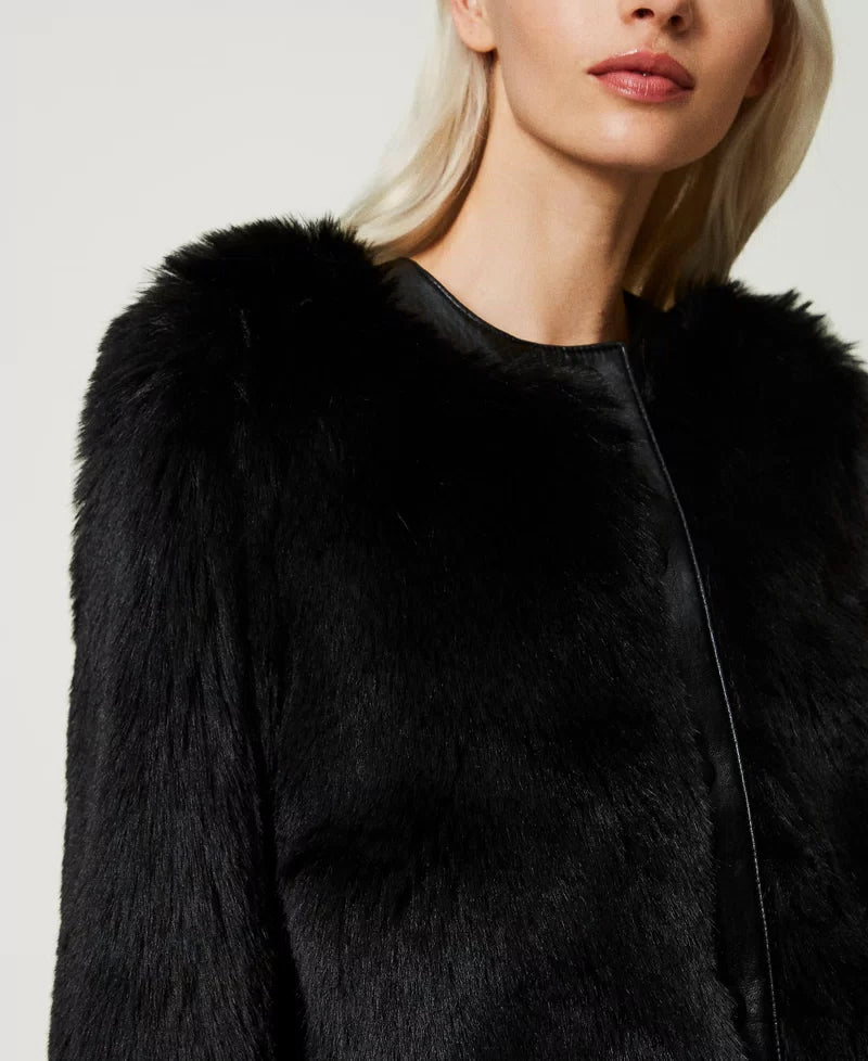 Twinset Cropped Faux Fur Jacket