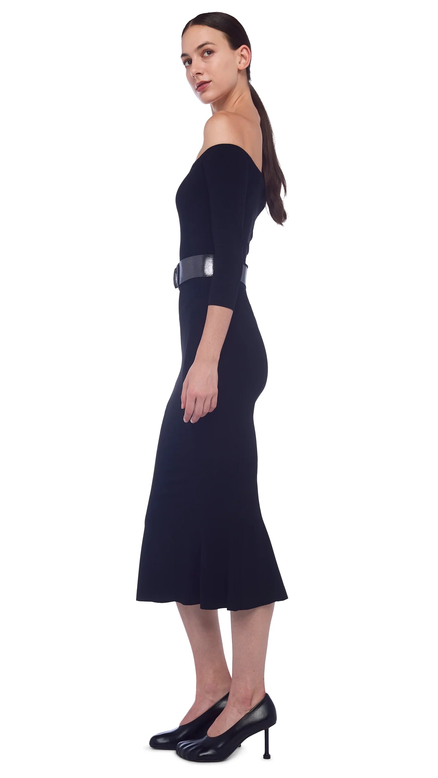Off Shoulder Fishtail Dress Black - Norma Kamali