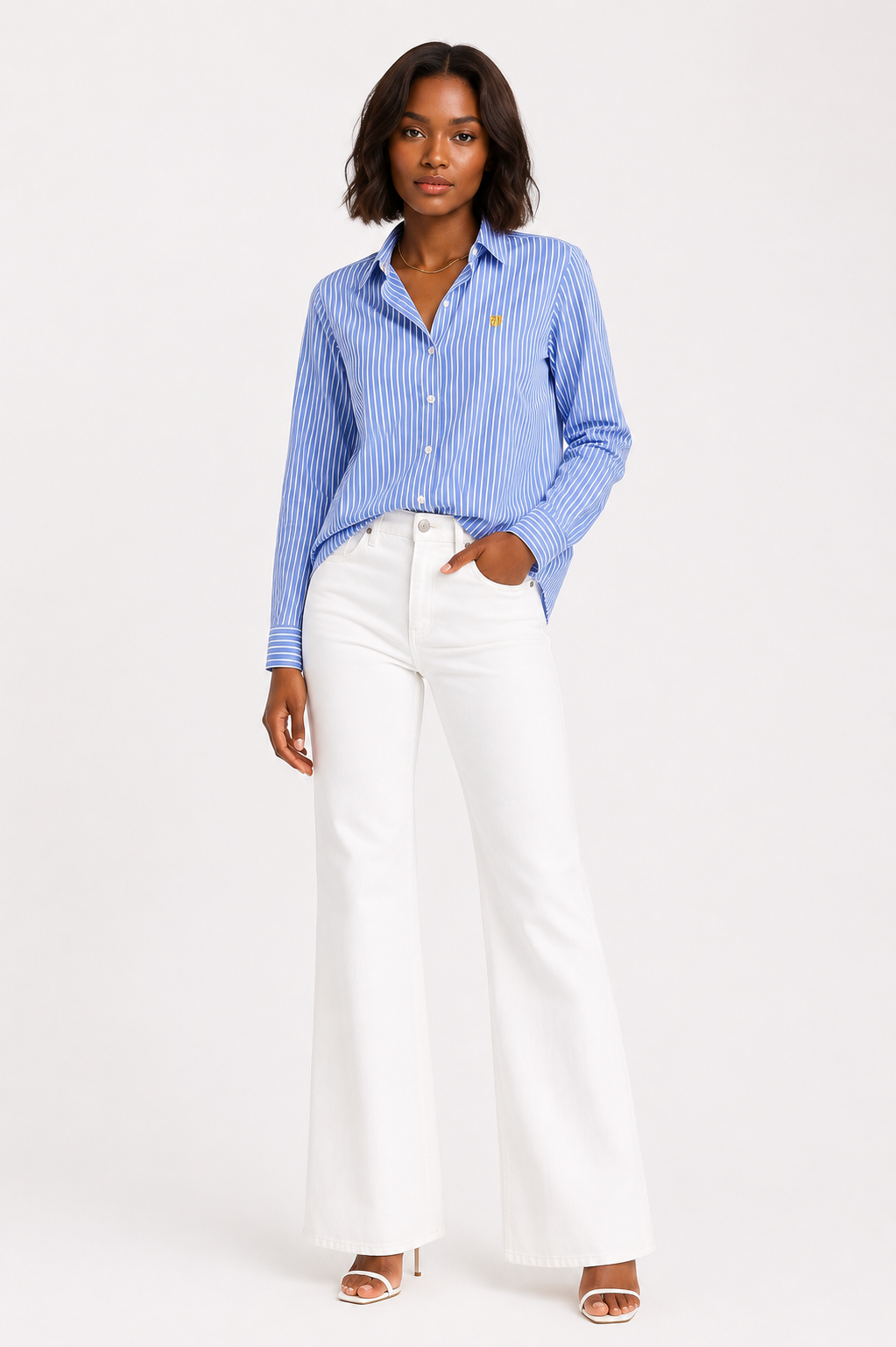 Blue&White Striped Button-Up Shirt - Bariloche