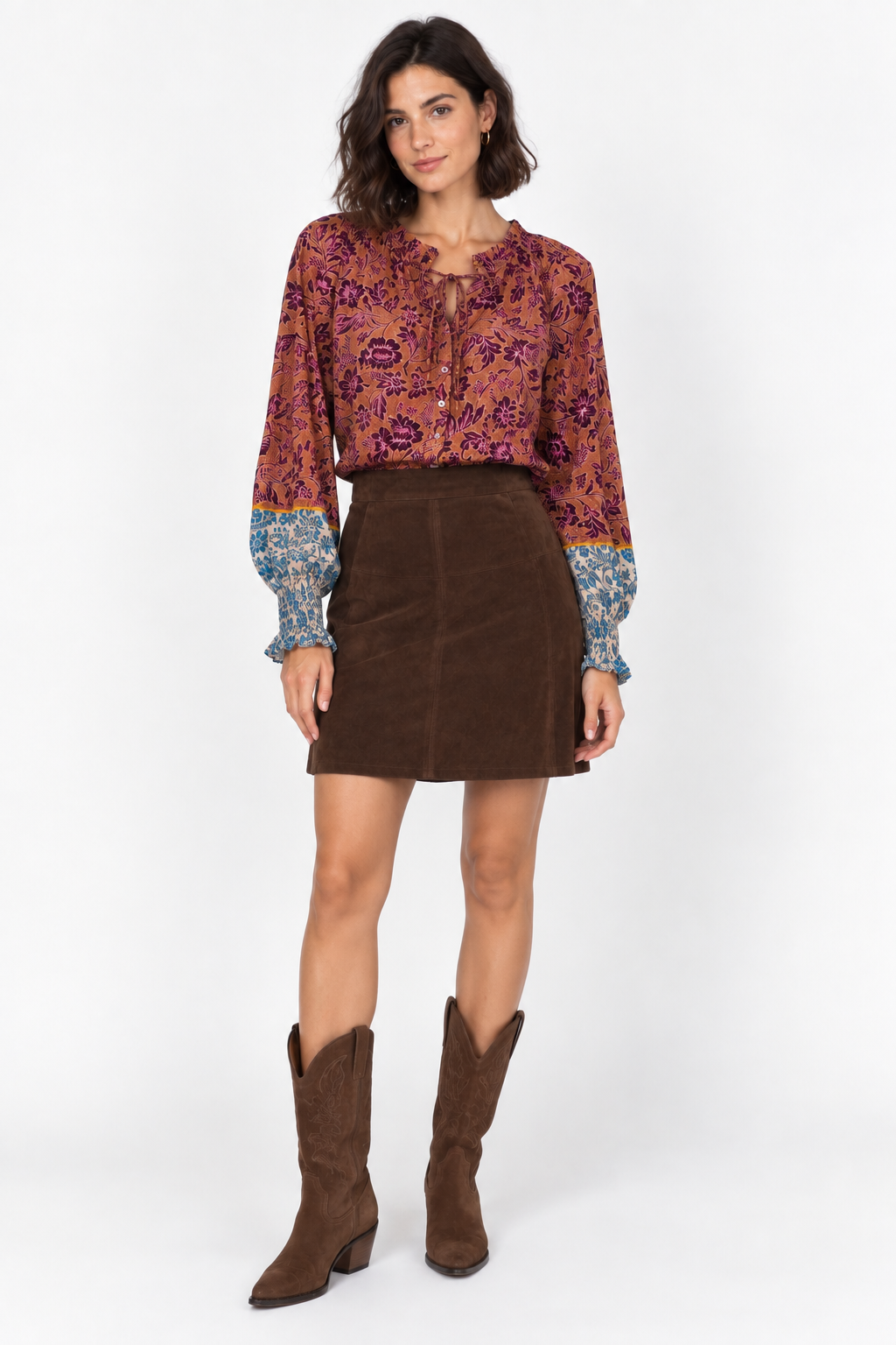 Floral Printed Blouse - Olivaceous