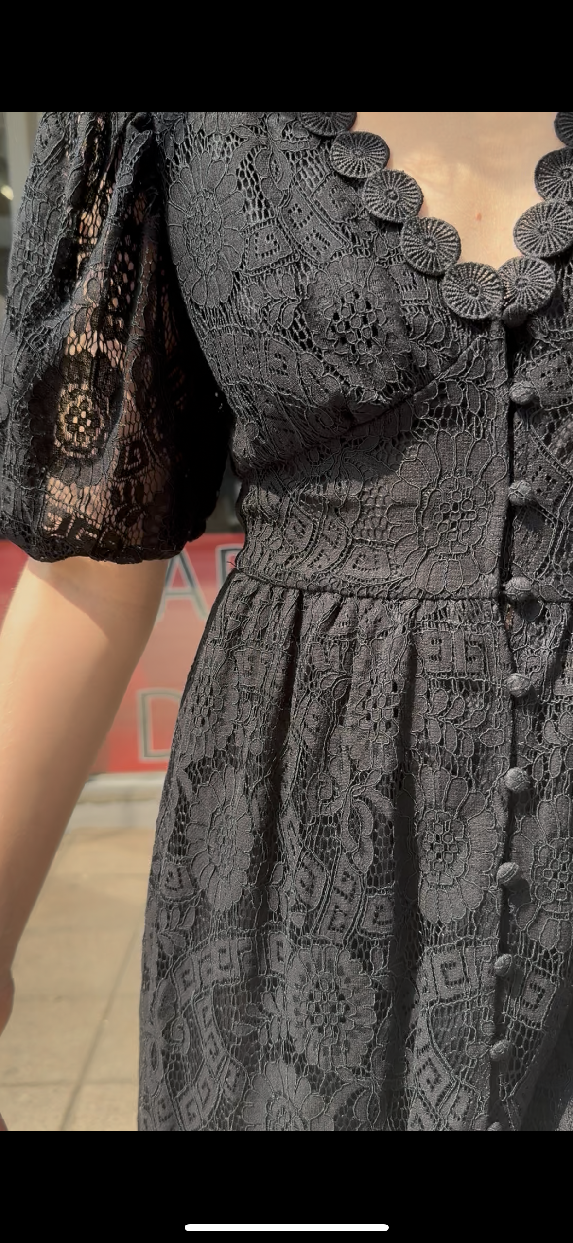 Black Lace Mid-Length Dress