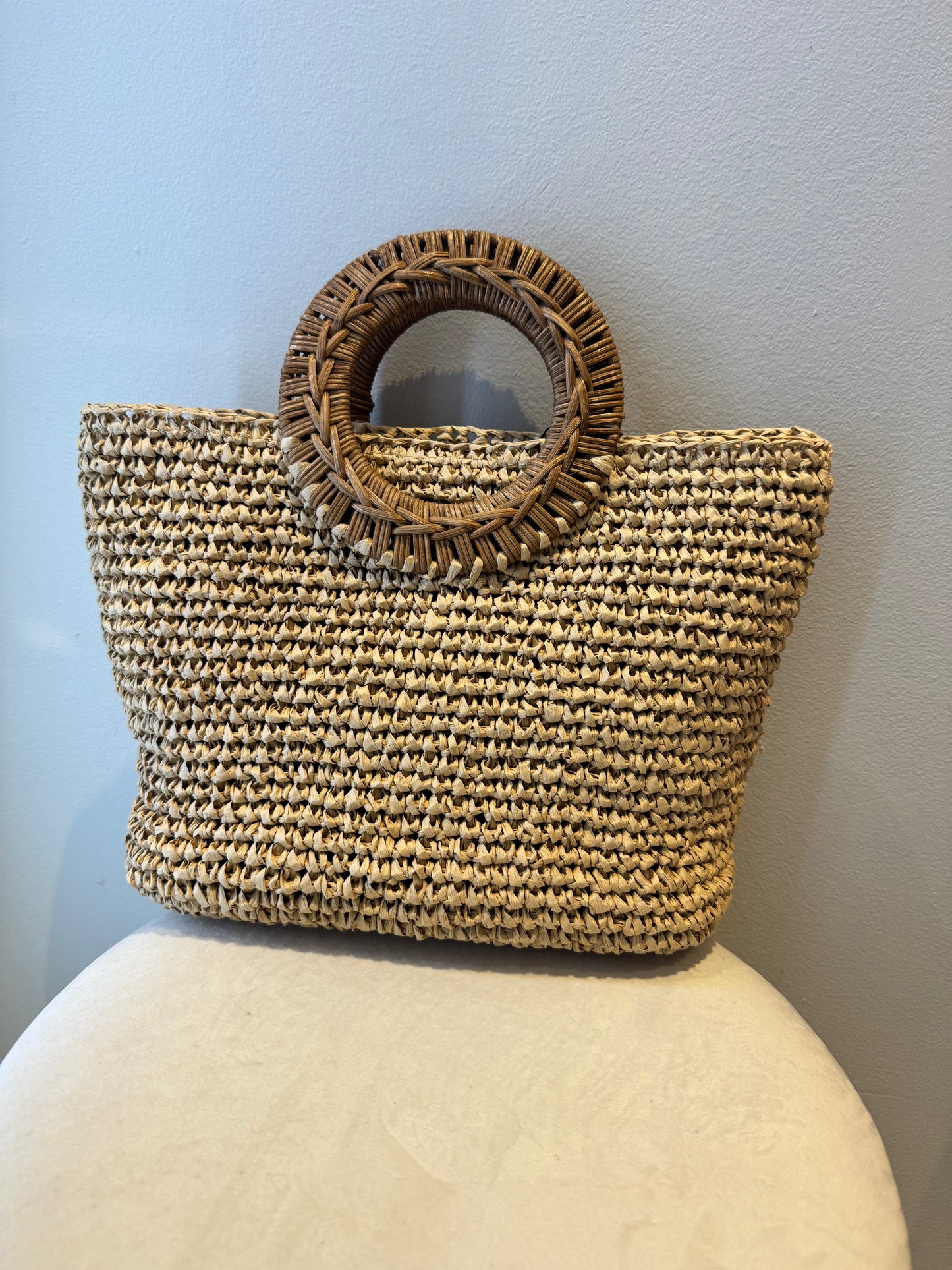 Fimka - Handmade Woven Bag With Wood Handle