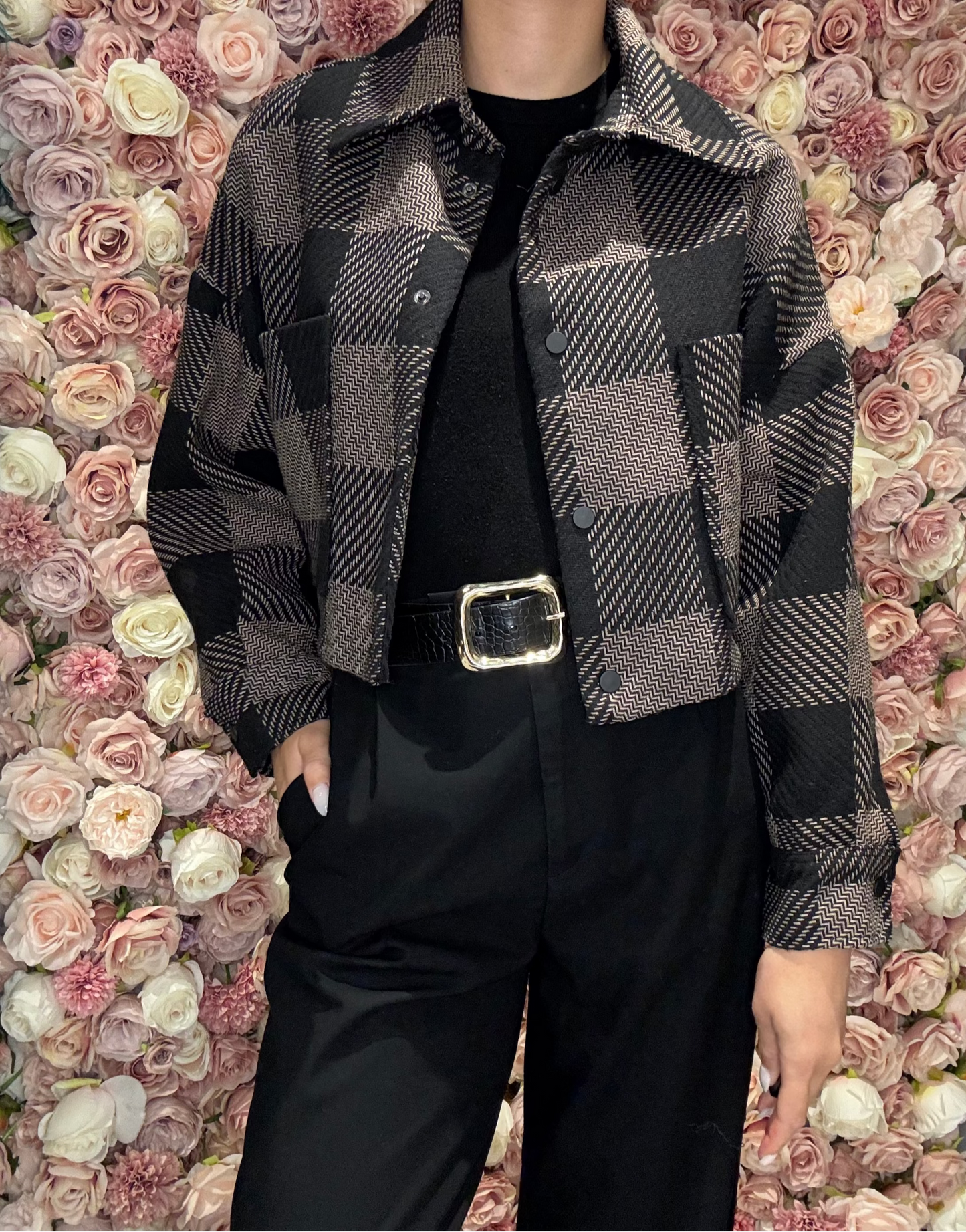 Eurofashion - Brown Plaid Jacket