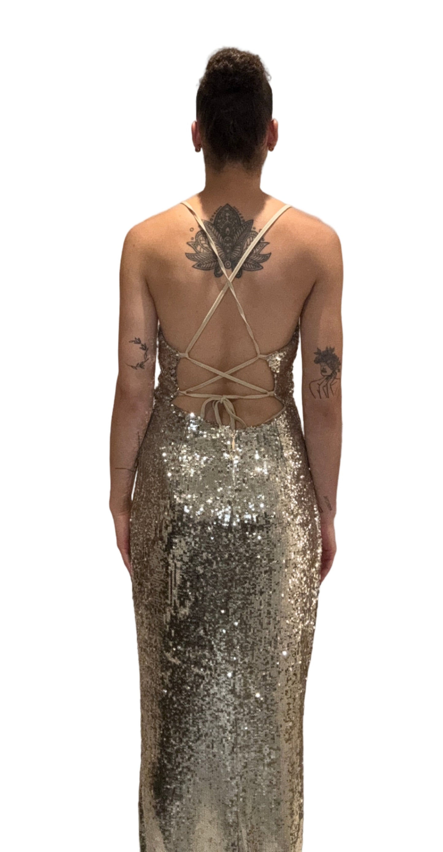 Silver Sequin Evening Gown - Gygess