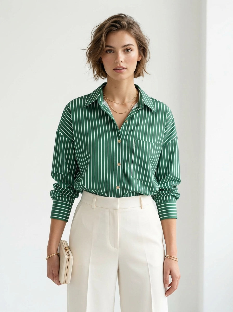Green Striped Shirt - Fashion Bubble