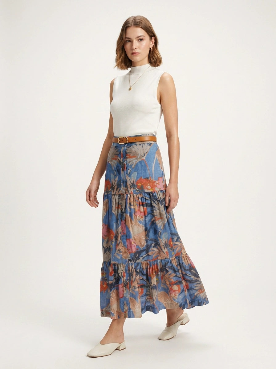 Dreamscape Tiered Skirt - Nic + Zoe