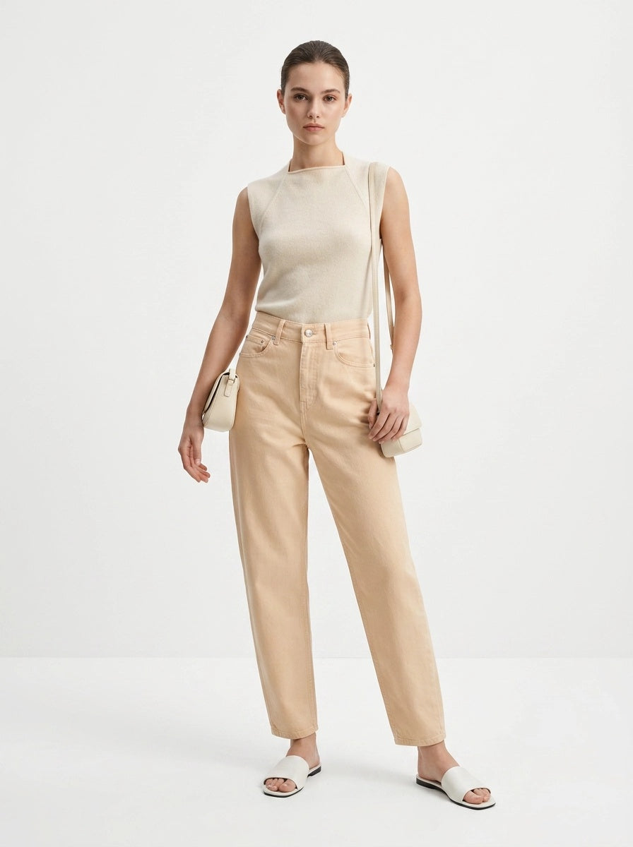 Beige Mom Jeans - Eurofashion