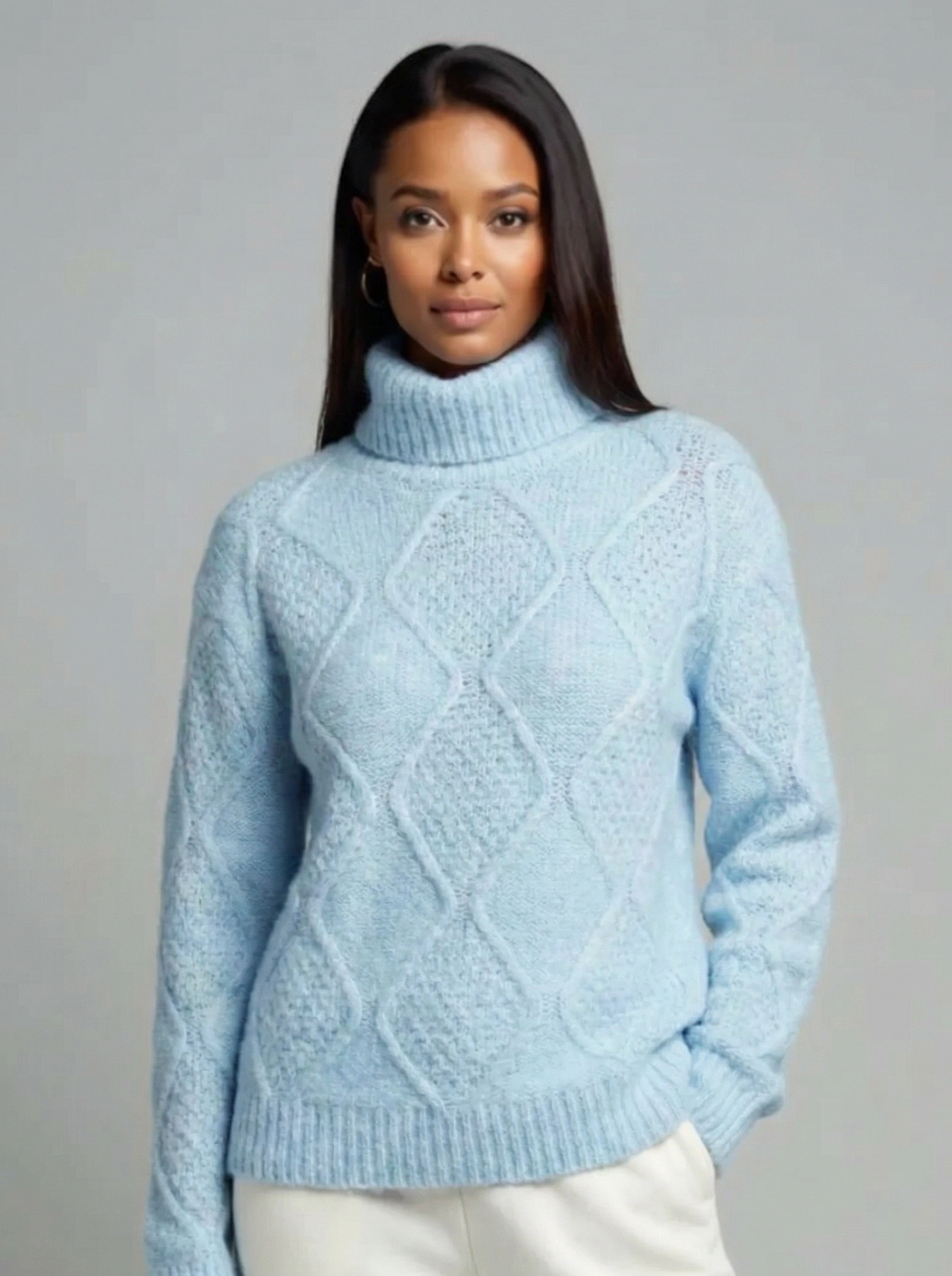 Light Blue Cable Knit Sweater