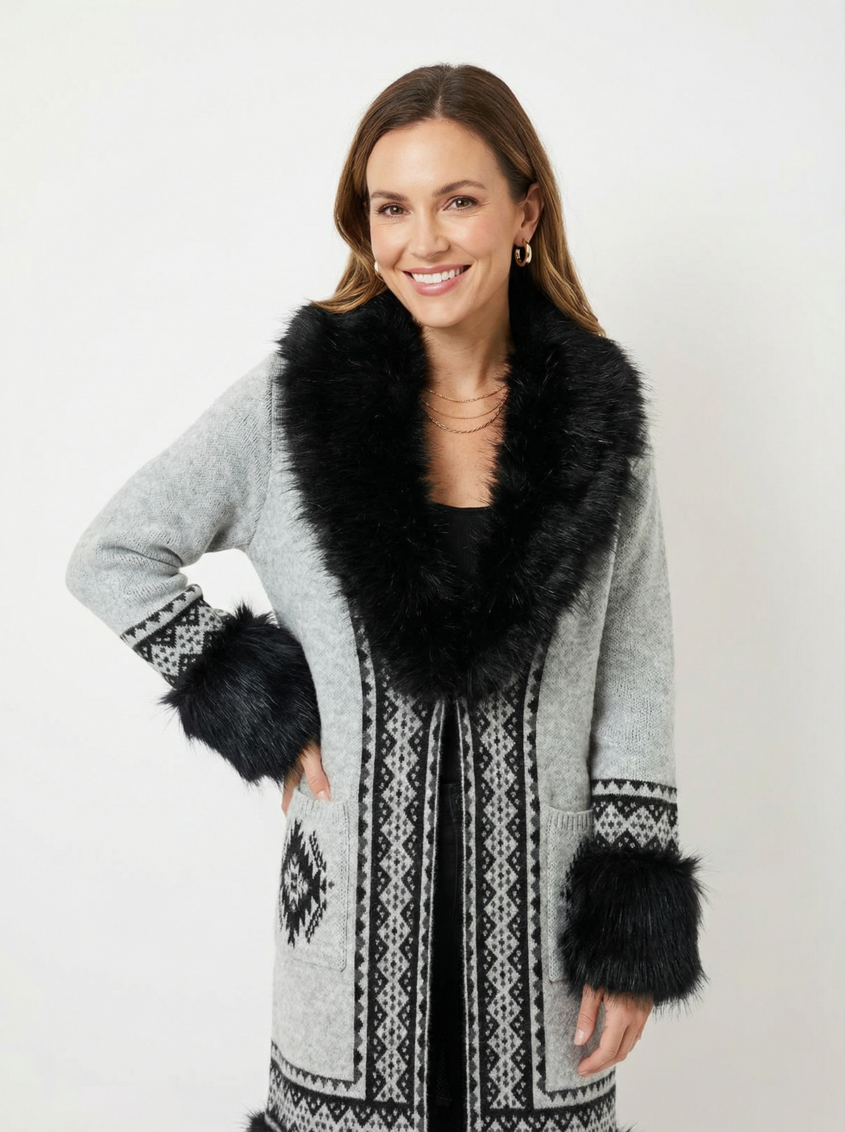 Grey Knit Coat - Bariloche