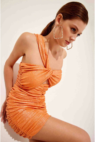 Setre - Peach Ruched Dress