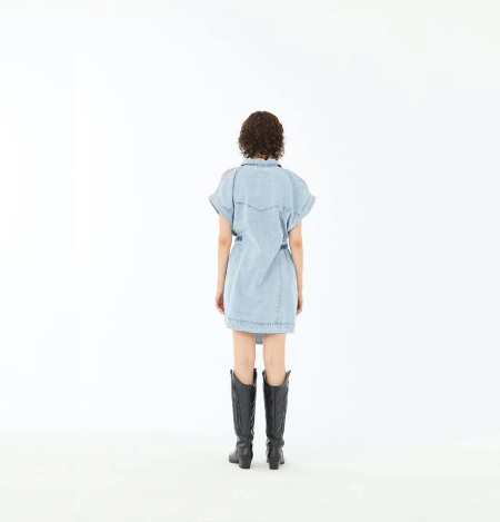 Drop Shoulder Belted Denim - Soul Of Mu