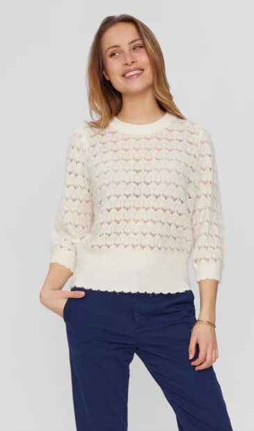 Numph - Nurietta White Pointelle Pullover