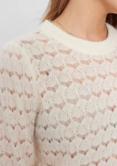 Numph - Nurietta White Pointelle Pullover