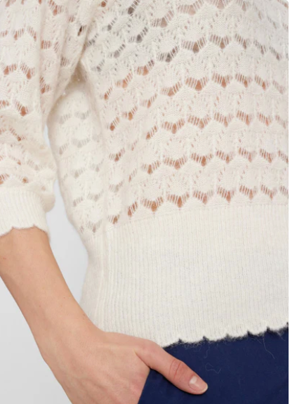 Numph - Nurietta White Pointelle Pullover