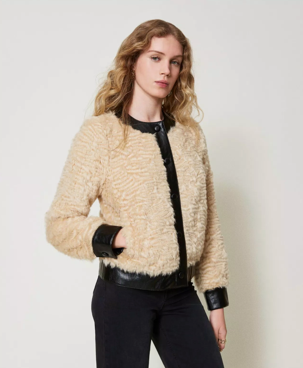 Faux fur boxy jacket - Twinset