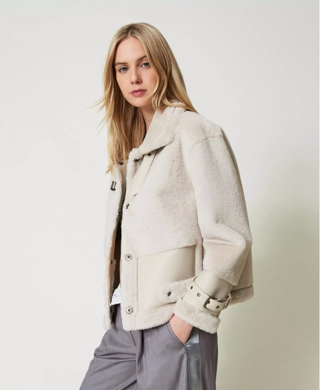 Faux fur jacket with straps - Twinset