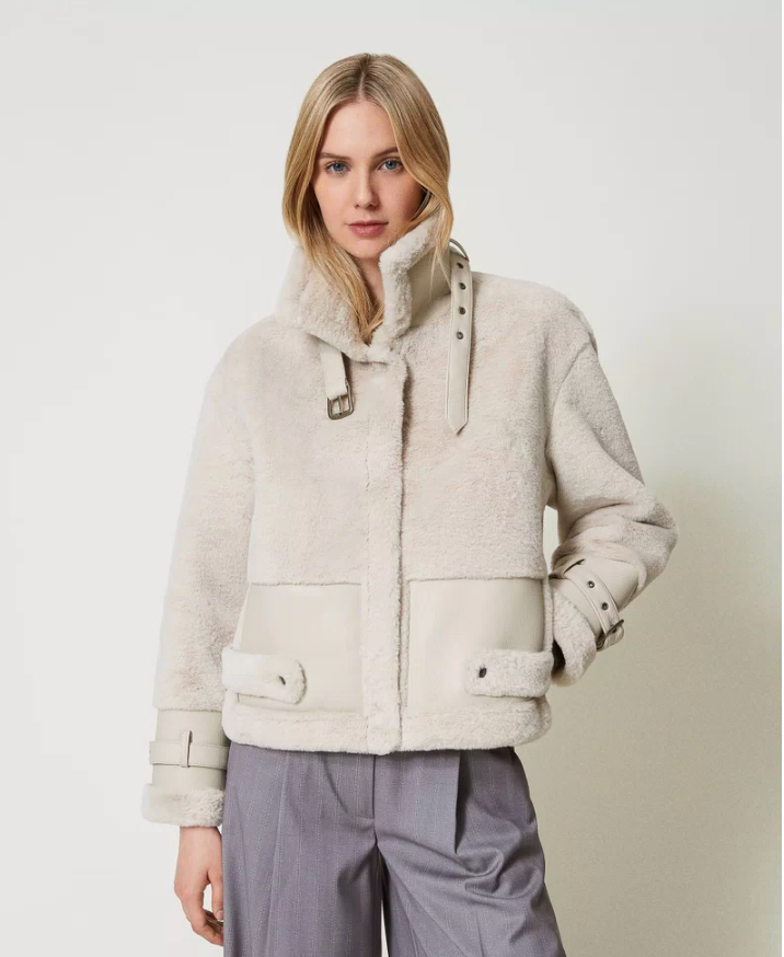 Faux fur jacket with straps - Twinset