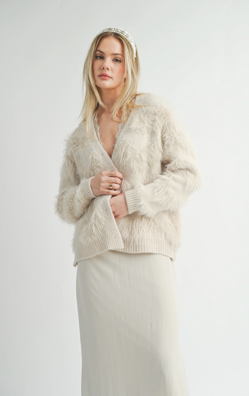 Feather Stripe Cardigan - SAGE