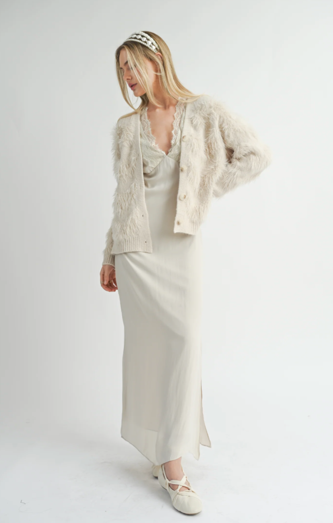 Feather Stripe Cardigan - SAGE