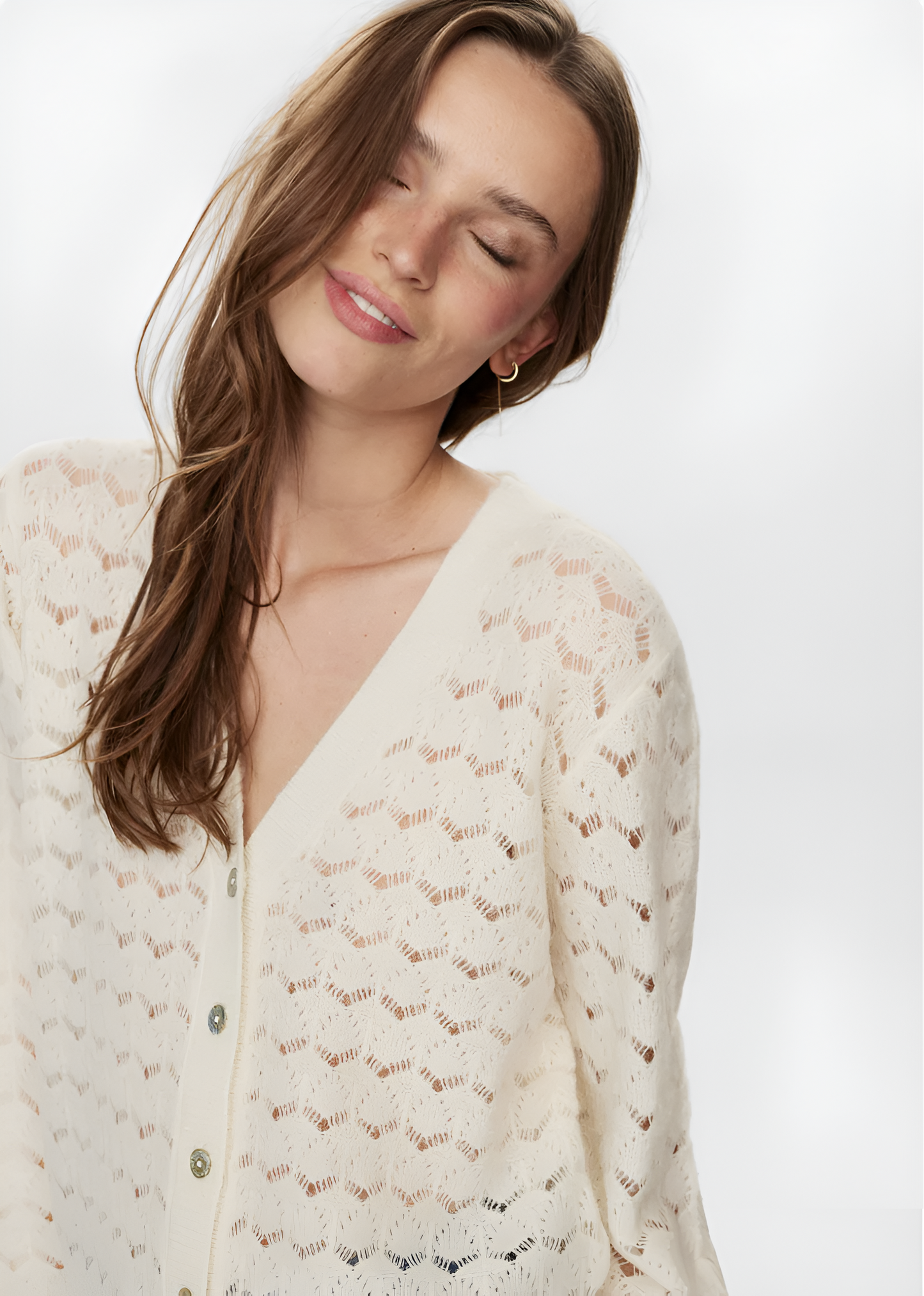 Numph - Nurietta White Pointelle Pullover