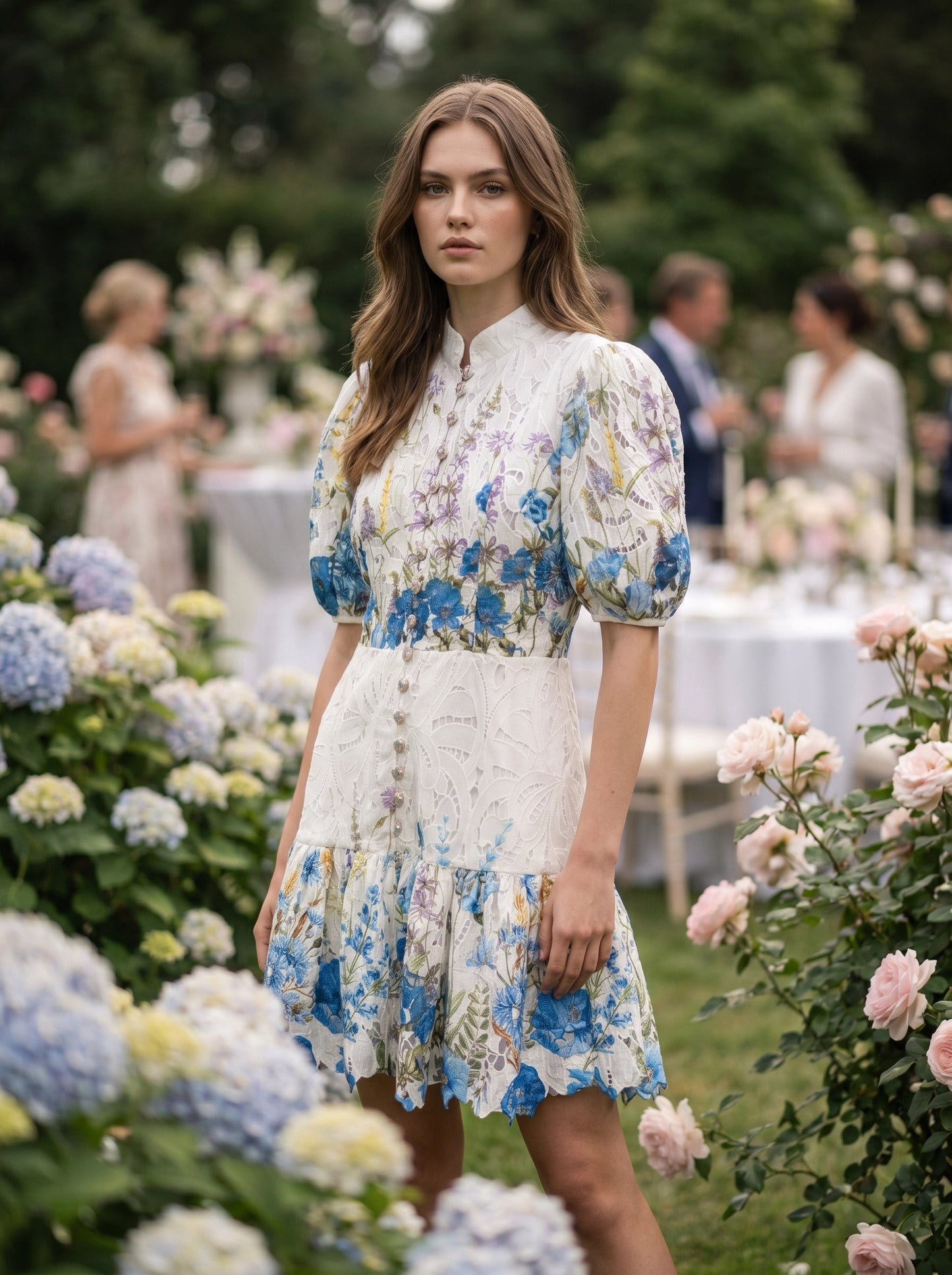 Floral Lace Mini Dress - Celeste