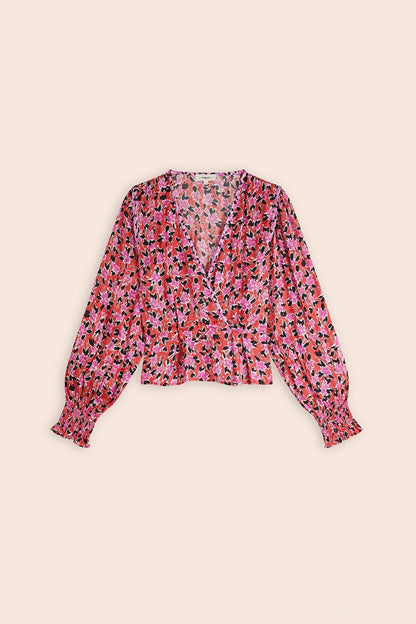 Lain Red Floral Blouse - Suncoo