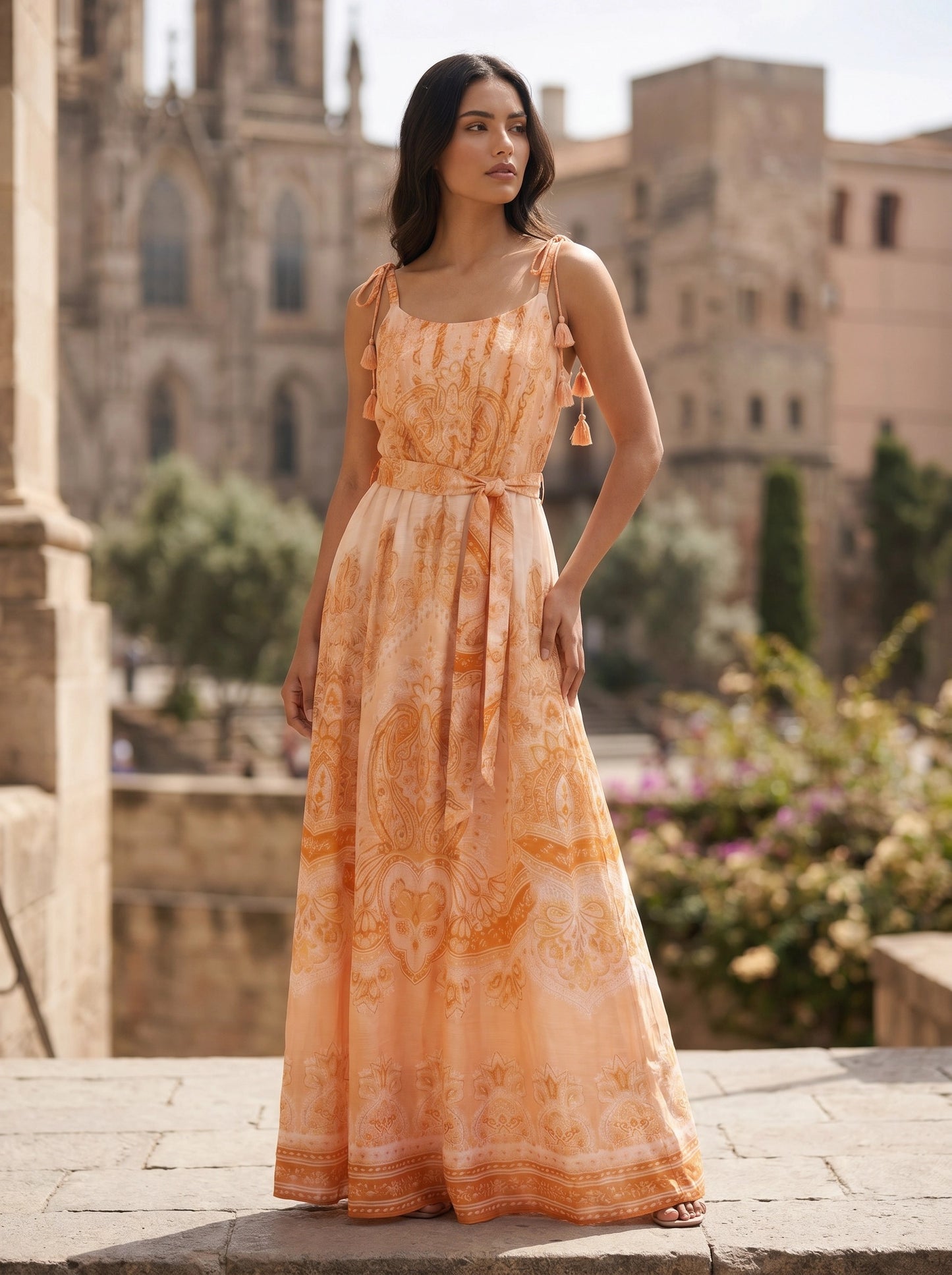 Orange Floral Dress - Celeste