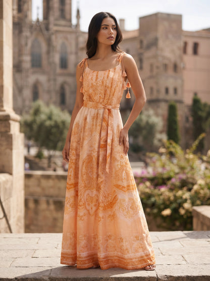 Orange Floral Dress - Celeste