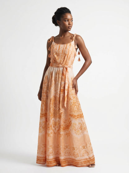 Orange Floral Dress - Celeste