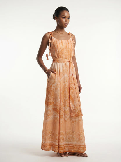 Orange Floral Dress - Celeste