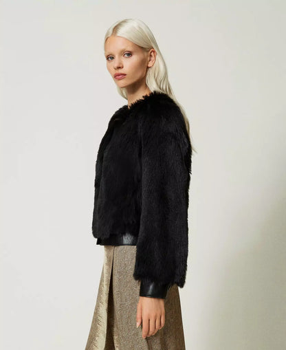 Twinset Cropped Faux Fur Jacket