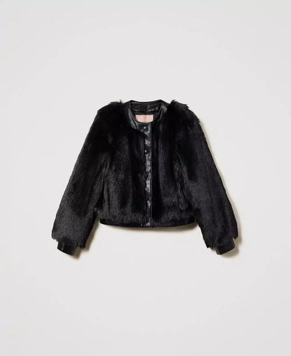 Twinset Cropped Faux Fur Jacket