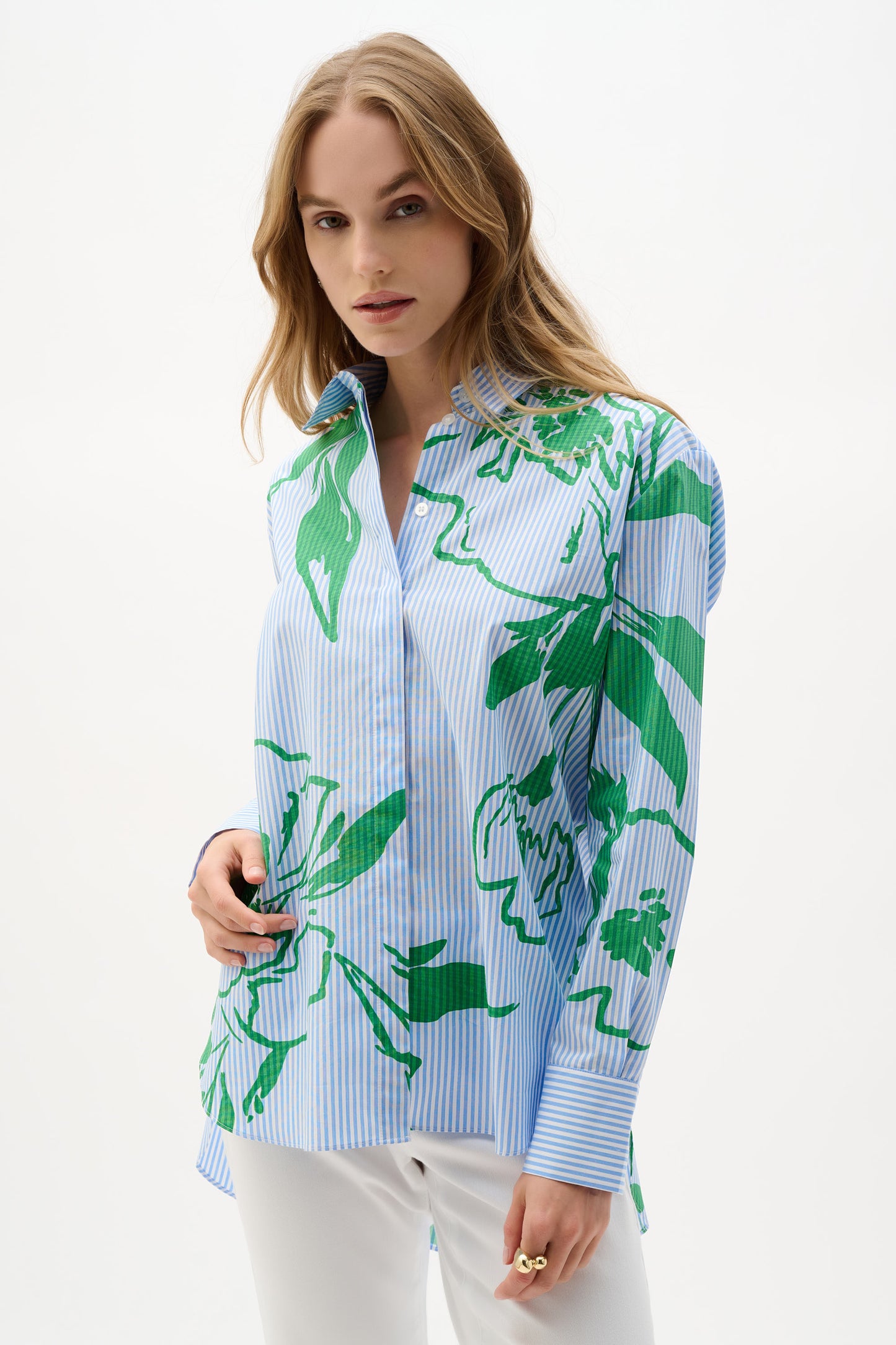 Casual Shirt with Floral Stripes - Joseph Ribkoff