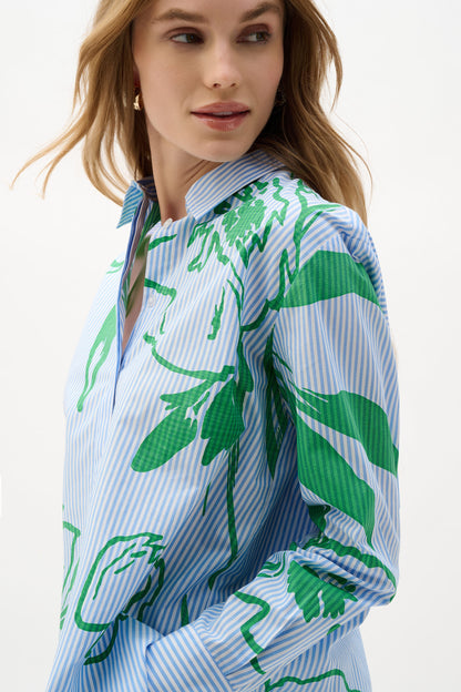 Casual Shirt with Floral Stripes - Joseph Ribkoff