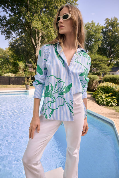 Casual Shirt with Floral Stripes - Joseph Ribkoff