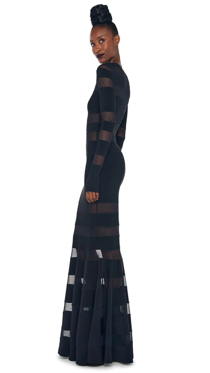 Norma Kamali Mesh Mermaid Gown Black
