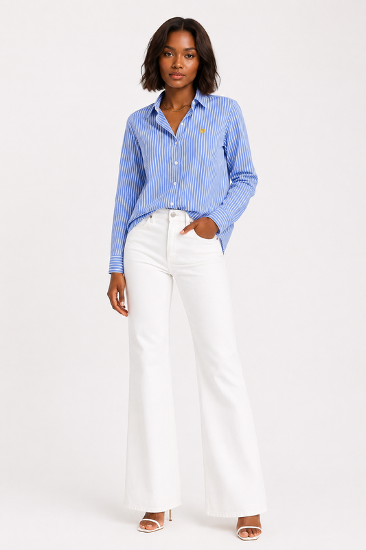 Natalie Striped Button-Up Shirt