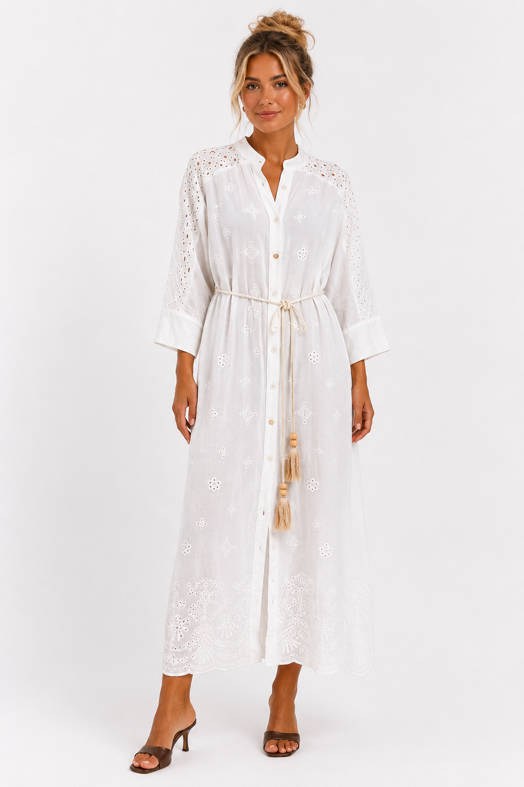 Embroidered Dress White - Eleria Cortes