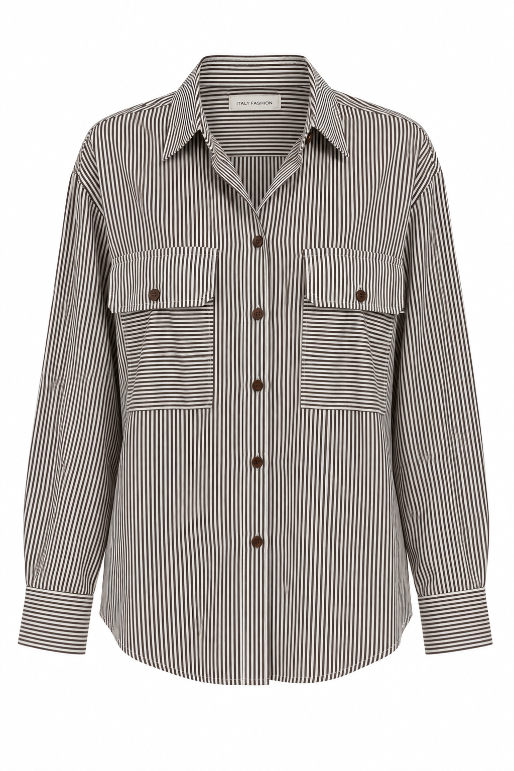 Striped Button-up Shirt- Euro Fashion