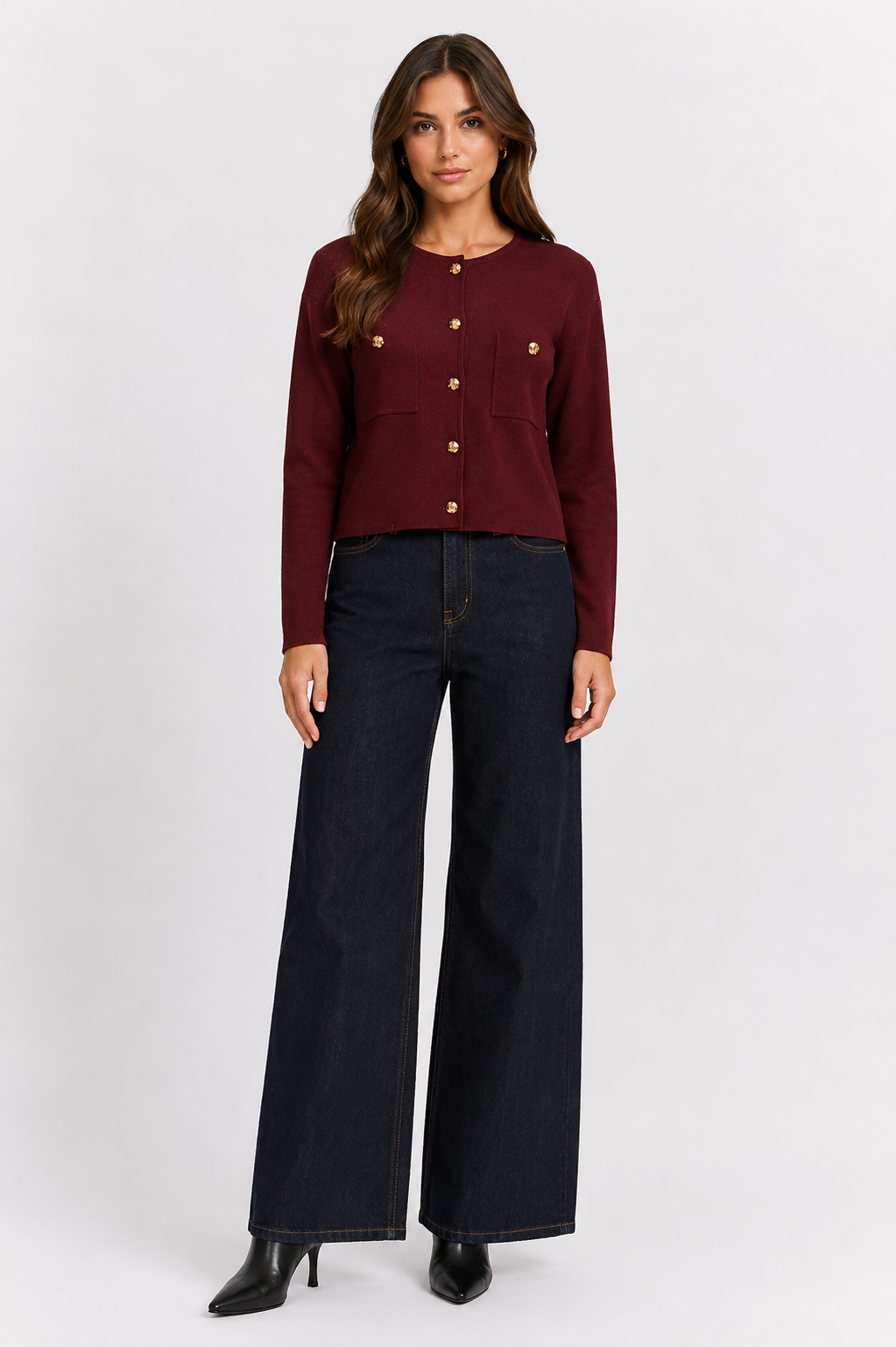 Burgundy Knit Cardigan - Love Tree