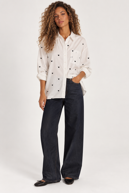 Heart Print Button-Down Shirt - Frogbox
