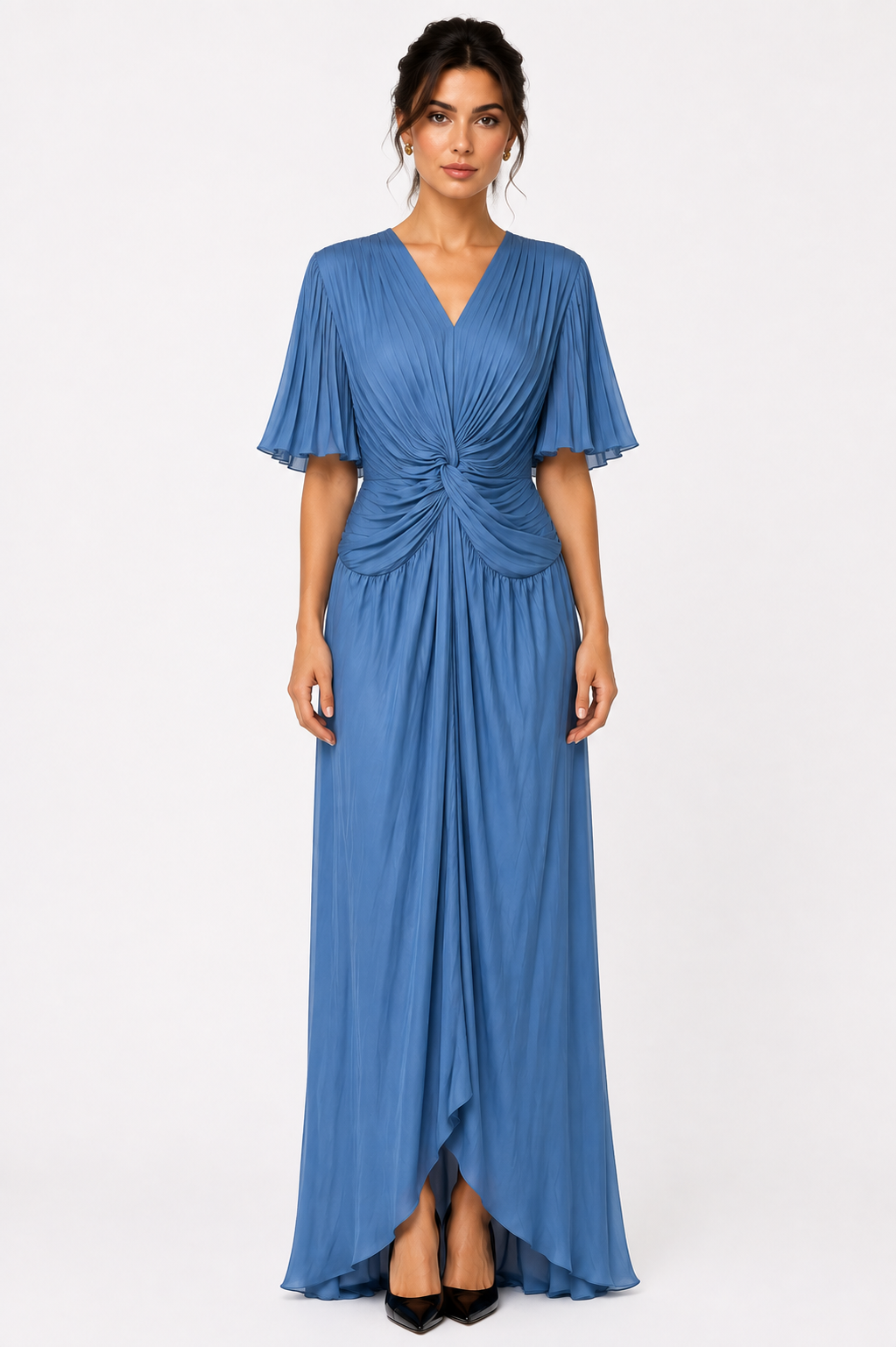 Blue Pleated Dress - Joseph Ribkoff