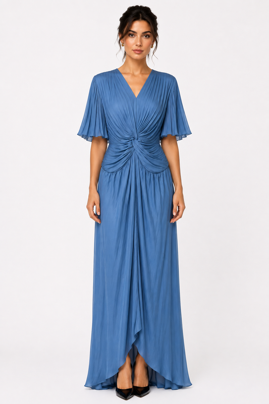 Blue Pleated Dress - Joseph Ribkoff