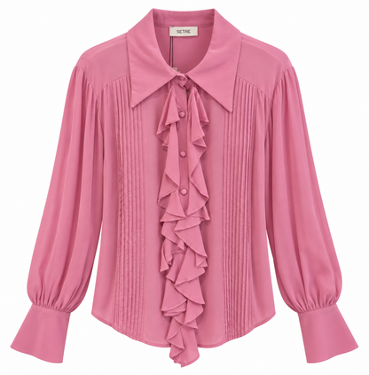 Carla Pink Ruffle Blouse