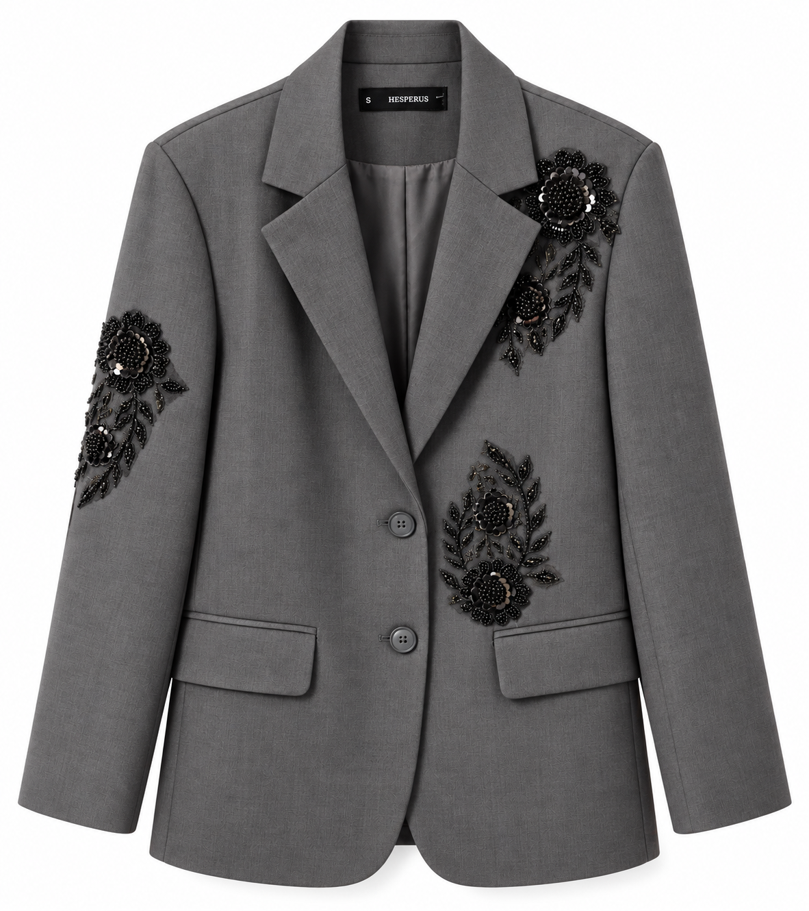 Charcoal Blazer with Embroideries - Hesperus