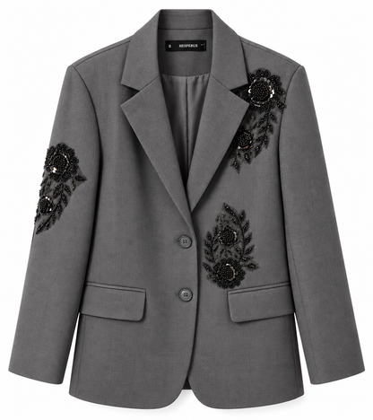 Charcoal Blazer with Embroideries - Hesperus