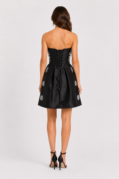 Strapless Mini Cocktail Dress Black - Escoll
