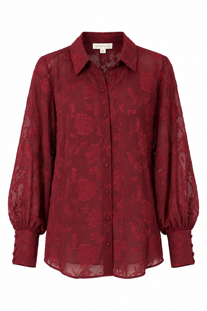 Foral Burgundy Embroideries Blouse - LOVESTITCH